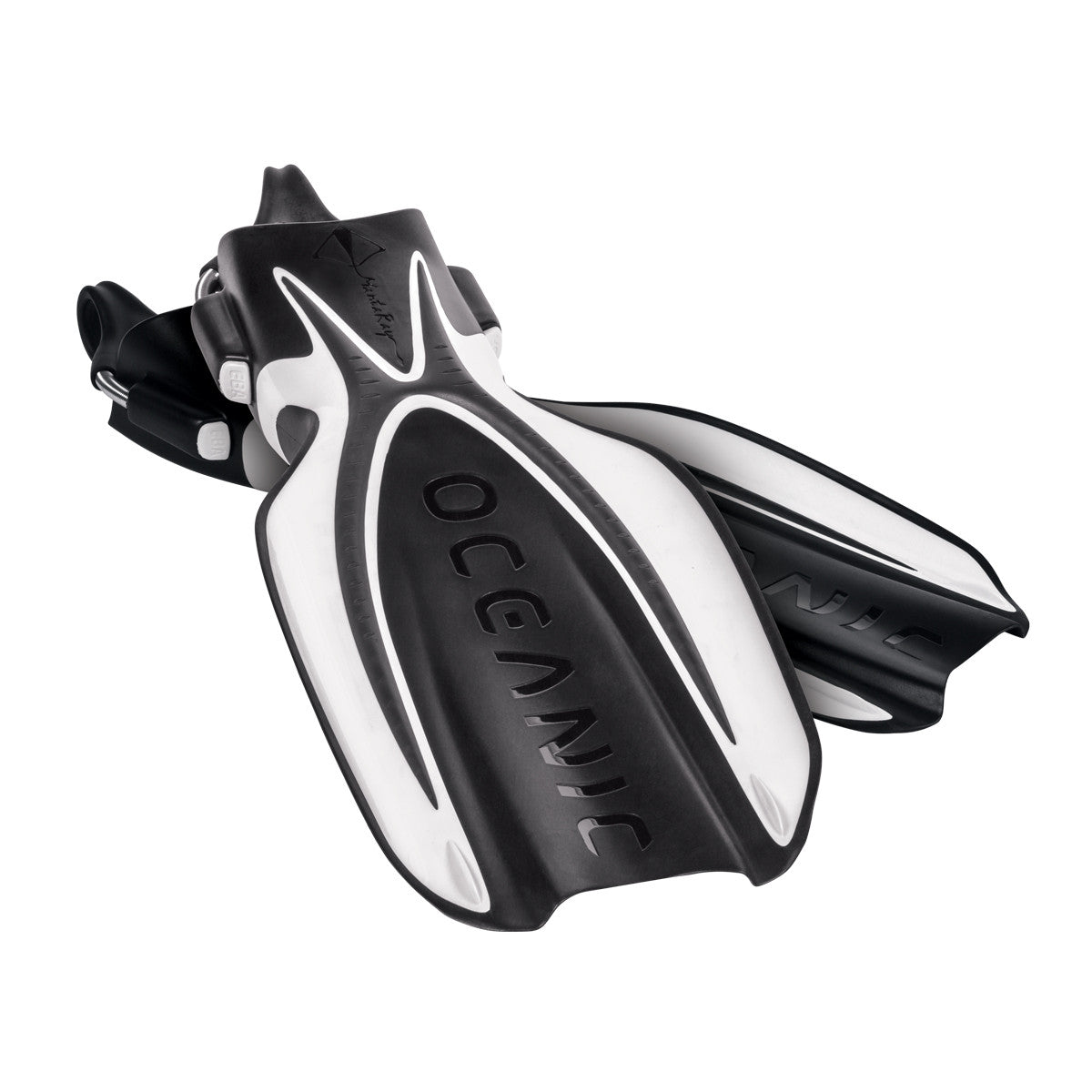 Oceanic Manta Ray Open Heel Fins White/Black | Diving Sports Canada | Vancouver