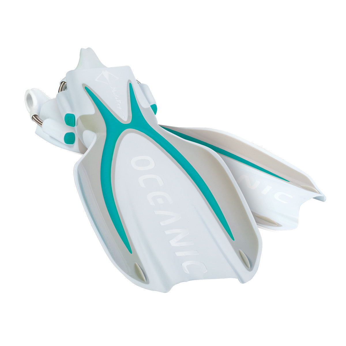 Oceanic Manta Ray Open Heel Fins Sea Blue/White | Diving Sports Canada | Vancouver
