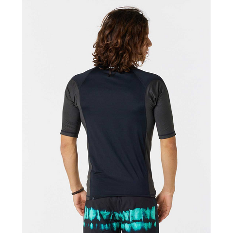 Rip Curl Waves UV Short Sleeve Rash Vest Black | Diving Sports Canada | Vancouver