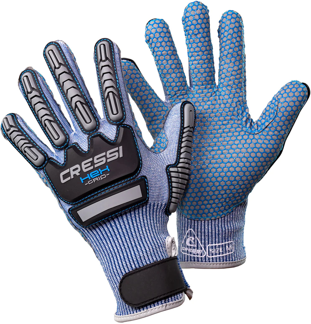 Cressi HEX Grip Gloves Blue | Diving Sports Canada | Vancouver