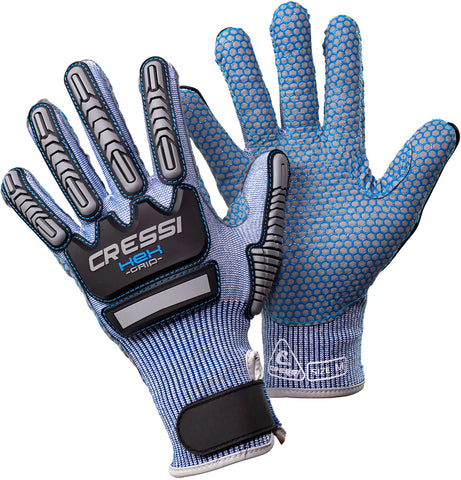Cressi HEX Grip Gloves Blue | Diving Sports Canada | Vancouver