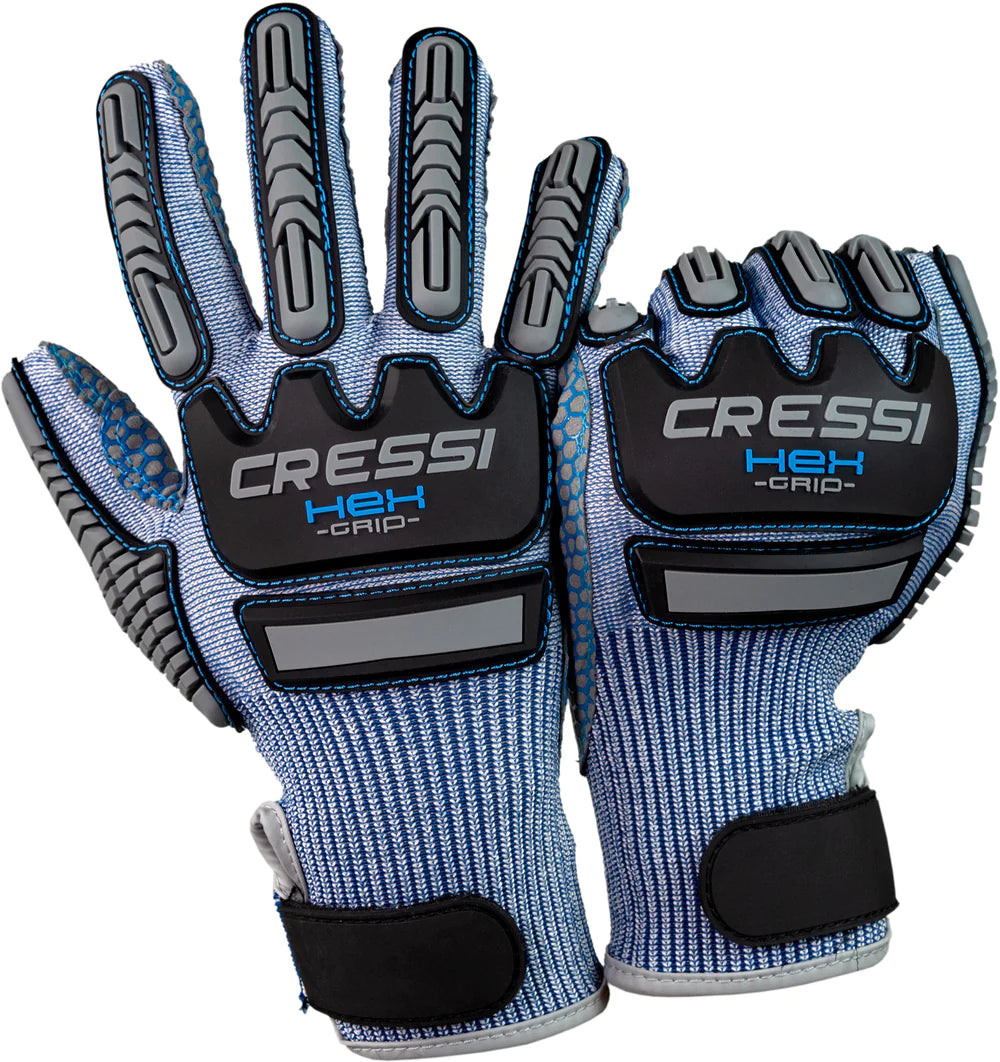 Cressi HEX Grip Gloves Blue | Diving Sports Canada | Vancouver