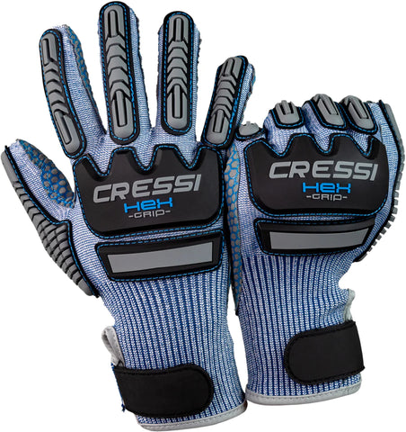Cressi HEX Grip Gloves Blue | Diving Sports Canada | Vancouver