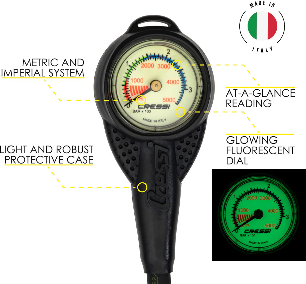 Cressi Mini SPG Global Pressure Gauge Imperial | Diving Sports Canada | Vancouver