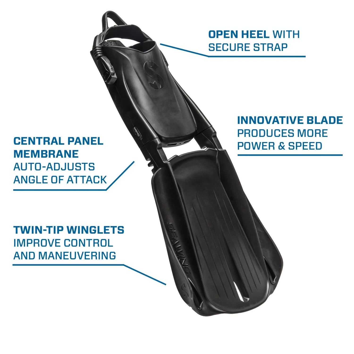 Scubapro Seawing Supernova Fins Open Heel Black | Diving Sports Canada | Vancouver