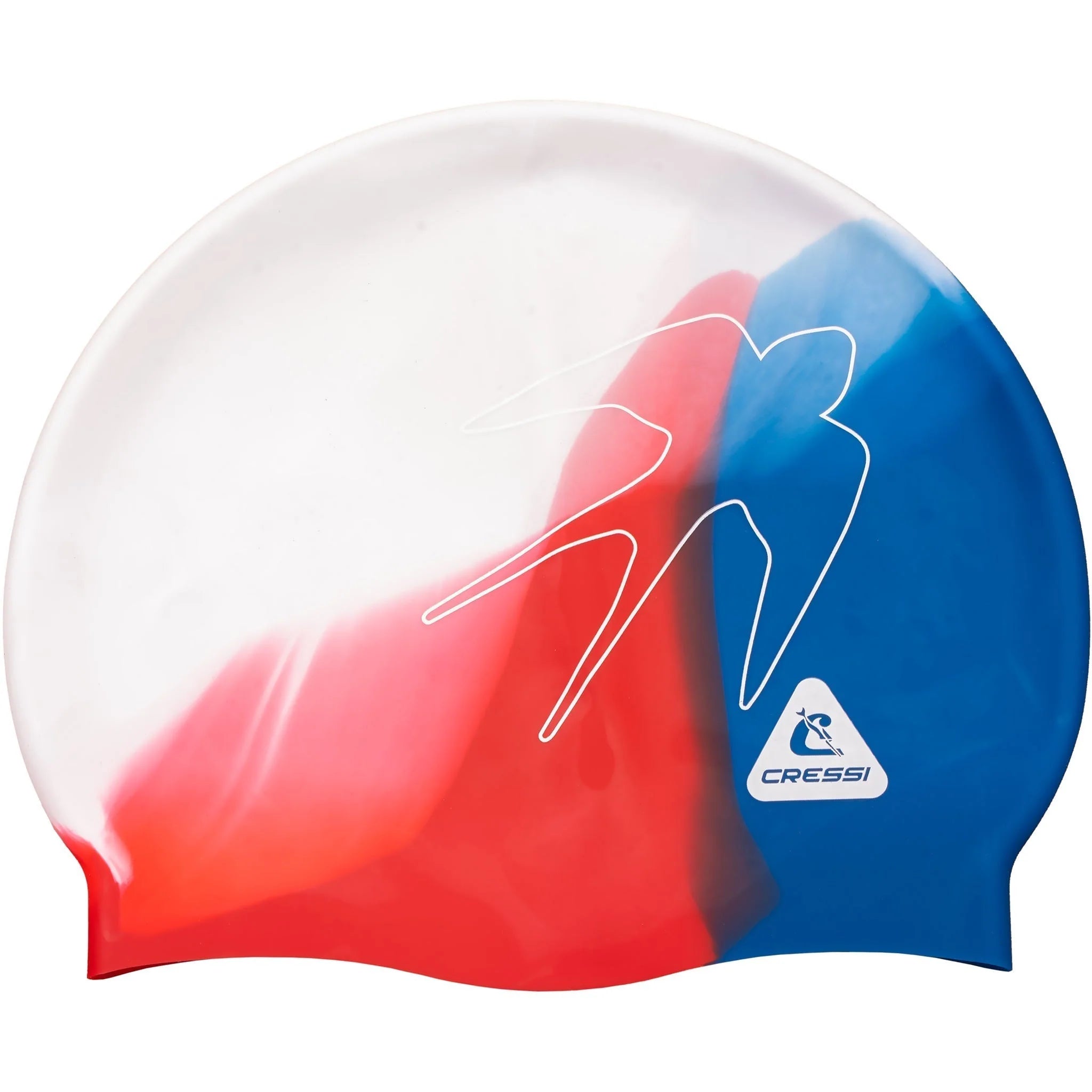 Cressi Swifty Kids Swim Cap White/Red/Blue | Diving Sports Canada | Vancouver