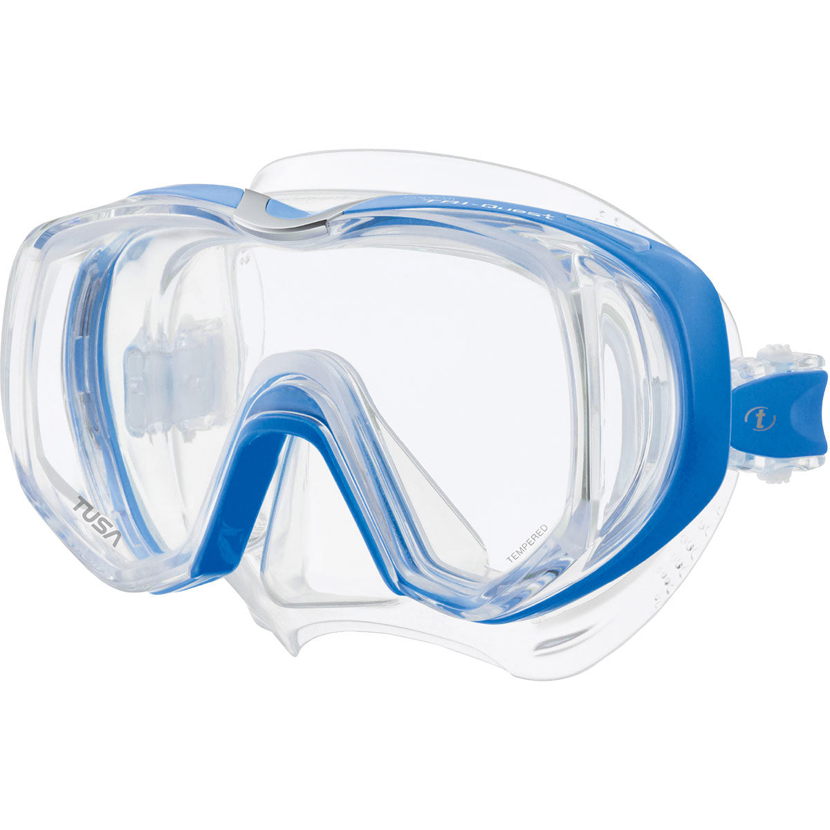 Tusa Freedom Tri-Quest Clear/Fish Tail Mask Blue | Diving Sports Canada | Vancouver