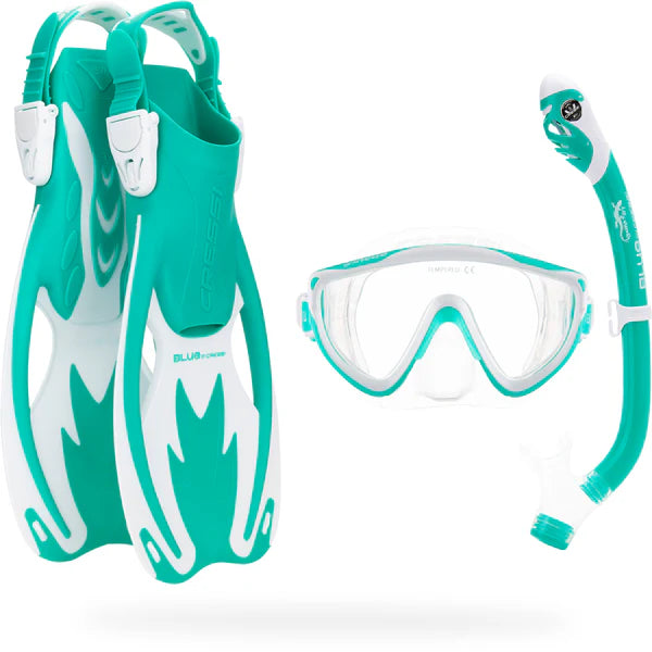 Cressi Tinetto Rocks Dry Snorkelling Set Aqua Green/White | Diving Sports Canada | Vancouver
