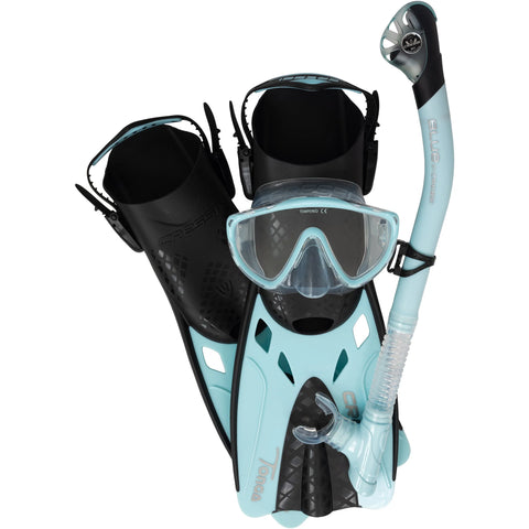 Cressi Tino Adventure Snorkelling Set Clear/Ice Cyan | Diving Sports Canada | Vancouver