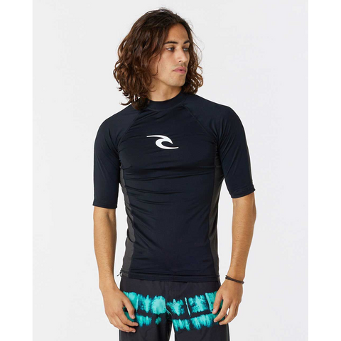 Rip Curl Waves UV Short Sleeve Rash Vest Black | Diving Sports Canada | Vancouver
