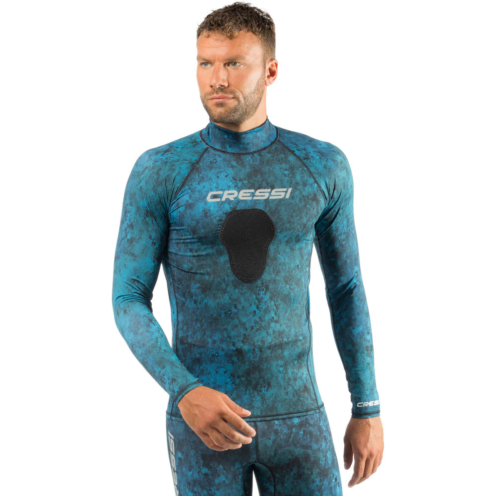 Cressi Hunter RashGuard Shirt Top Blue Camo | Diving Sports Canada | Vancouver